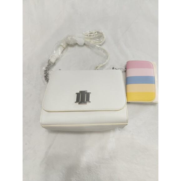 INC NWT Sibbell 2-Piece Set White Vanilla Crossbody Stripe Mini Shoulder Bag - Picture 1 of 9